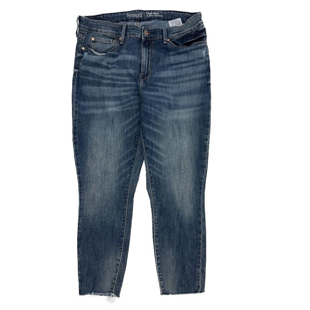 Signature by Levi Strauss High Rise Ankle Skinny Distressed‎ Raw hem Women's 12